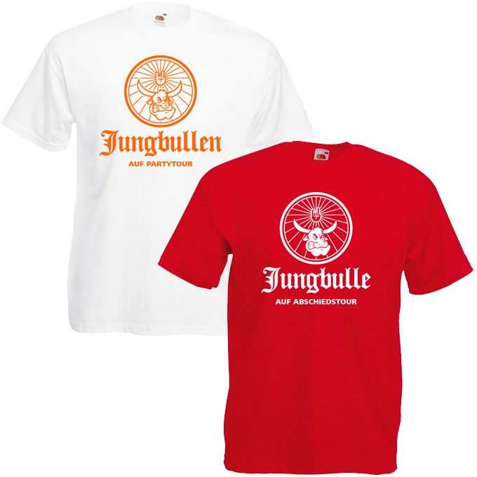 JGA Shirts Jungbulle weiß rot