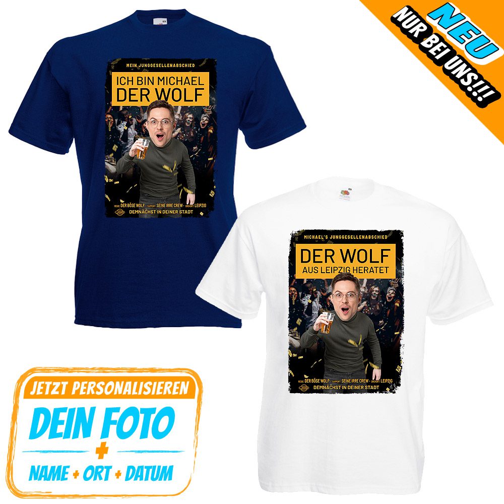 JGA Shirts JGA Foto-Shirt - Der Wolf heiratet